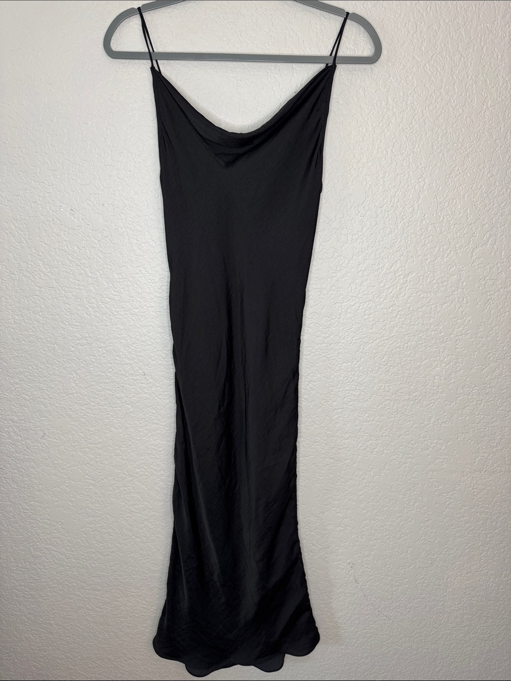 Free People Slip Dress Side Ruching Black Sz Small Spaghetti Strap Day to Night - Picture 2 of 10